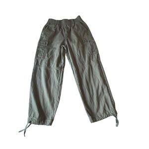 Forever 21 Women Cargo Pants‎ Olive Green Elastic Waist Drawstring Ankle Size M